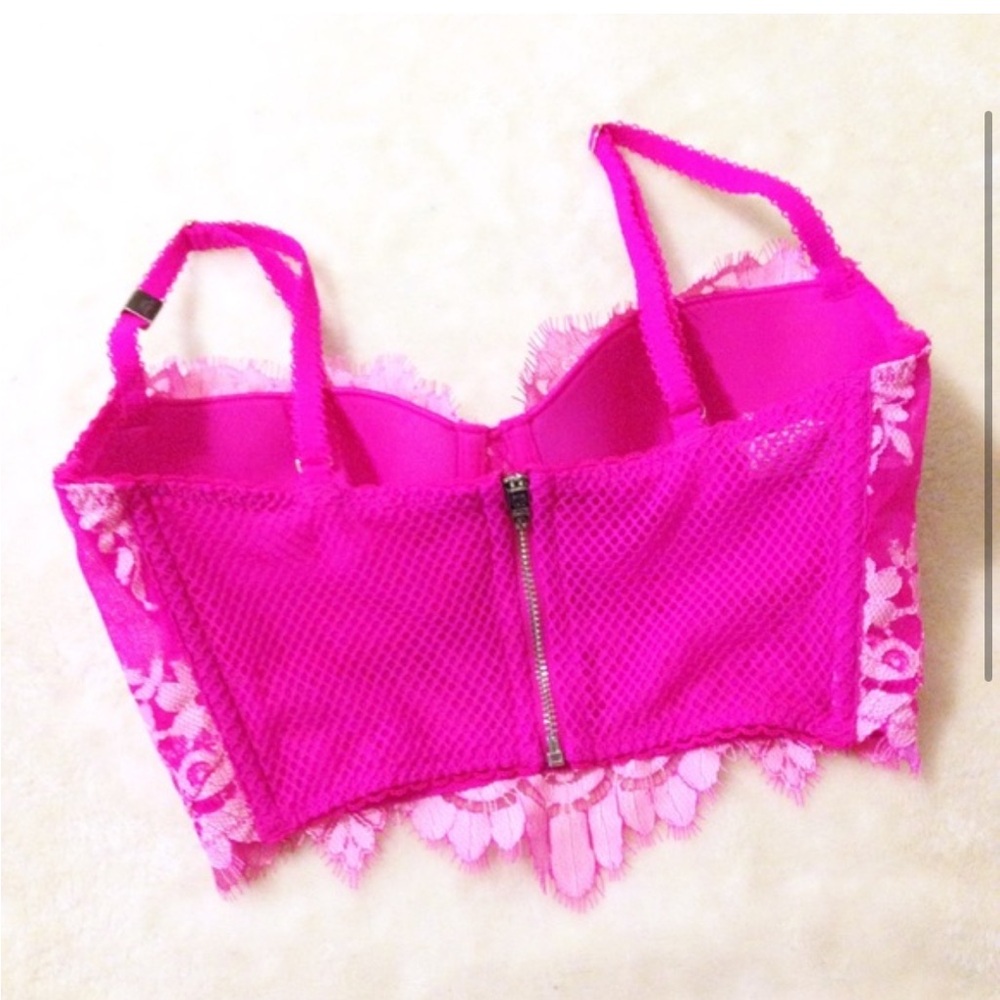 VICTORIA’S SECRET Dream Angels Eyelash Bra Floral Lace Long Line Demi Pink 36D - Picture 12 of 15
